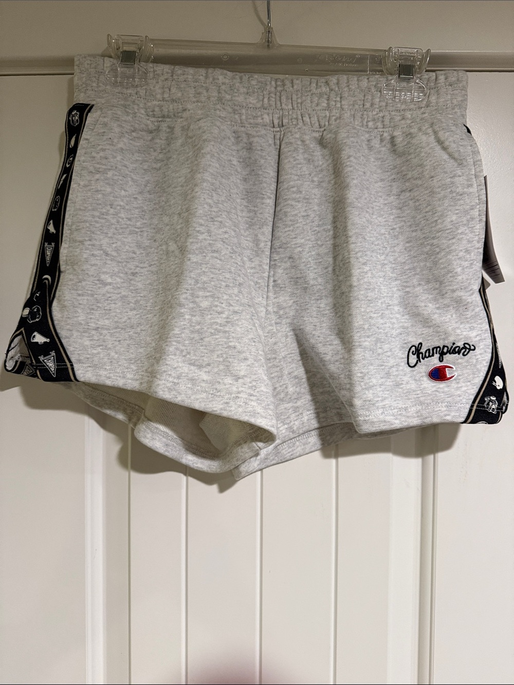 Champion Light Gray Athletic Shorts with Branded Side Trim